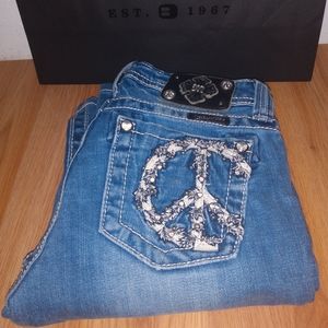 Miss Me Boot Cut Jeans Youth Size 14. Peace sign ✌️